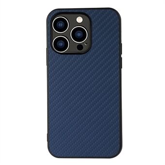 Voor iPhone 15 Pro Max, koolstofvezel textuur, krasbestendige hoes met lederen coating, TPU telefoonhoesje.