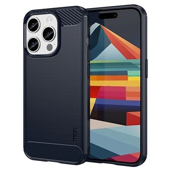 MOFI JK TPU-serie-1 voor iPhone 15 Pro Max Geborsteld hoesje van koolstofvezel TPU achterkant ter voorkoming van vallen.