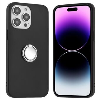 Schokbestendig telefoonhoesje voor de iPhone 15 Pro Max, flexibele TPU-hoes met spiegelachtige ringstandaard en matte afwerking.