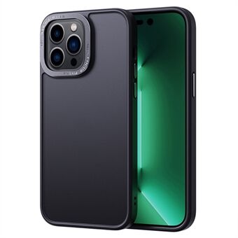 Voor de iPhone 15 Pro Max Translucent Matte PC+TPU hoesje met metalen camerakader als telefoonhoesje.