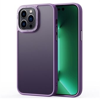 Voor iPhone 15 Pro Max Transparante Matte PC+TPU Hoesje met Metalen Camera Frame Telefoonhoes