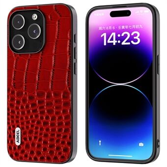 ABEEL hoesje voor iPhone 15 Pro Max, gemaakt van echt runderleer+PC+TPU met krokodillen textuur.