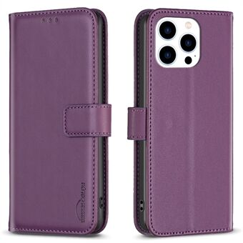 BINFEN COLOR BF17 voor iPhone 15 Pro Max Anti-kras Portemonnee Standaard Telefoonhoesje TPU+PU Leren Hoesje