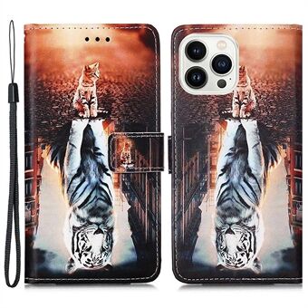 YB Patroon Afdrukken Lederen Serie-4 voor iPhone 15 Pro Max Portemonnee Hoesje Leren Standaard Telefoonhoes