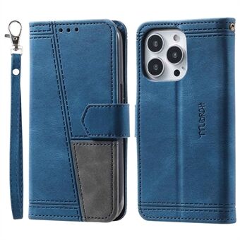 TTUDRCH Leren hoesje voor iPhone 15 Pro Max Stijl 004 met gevoelige huid RFID-blokkerende portemonnee met standaard en polsbandje.