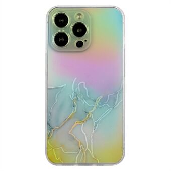 Voor iPhone 15 Pro Max Embossing Marmerpatroon Cover Kleurrijke Laser Zachte TPU Telefoonhoes