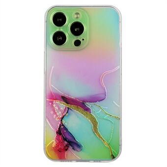 Voor iPhone 15 Pro Max Embossing Marmer Patroon Hoesje Kleurrijk Laser Zacht TPU Telefoonhoesje