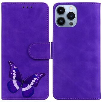 Voor iPhone 15 Pro Max Anti-kras Flip Stand Wallet Case PU Leren Butterfly Printing Telefoonhoesje.