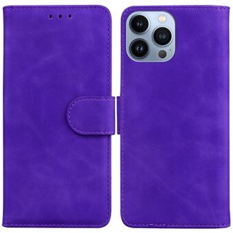 Voor iPhone 15 Pro Max anti-kras telefoonhoesje met standaard PU lederen portemonnee effen kleur mobiele telefoonhoesje.