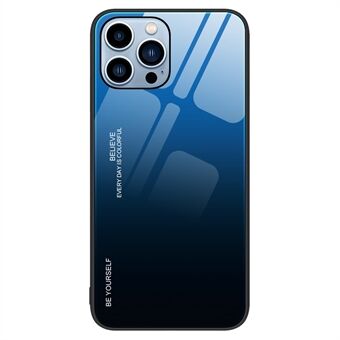 Voor iPhone 15 Pro Max Gradient Hard Telefoonhoesje Gehard Glas + PC + TPU Anti-kras Cover
