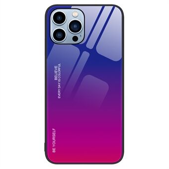 Voor de iPhone 15 Pro Max gradient hard telefoonhoesje met gehard glas + PC + TPU anti-kras hoesje.