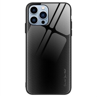 Telefoonhoesje voor iPhone 15 Pro Max met koolstofvezelstructuur, gehard glas en zachte TPU-hoesje.