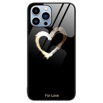 Voor iPhone 15 Pro Max Patroonafdruk Gehard Glas Hoesje PC+TPU Beschermende Telefoonhoes