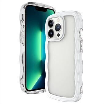 Transparante telefoonhoes voor iPhone 15 Pro Max, wave edge PC + TPU afneembare kleurframe hoesje