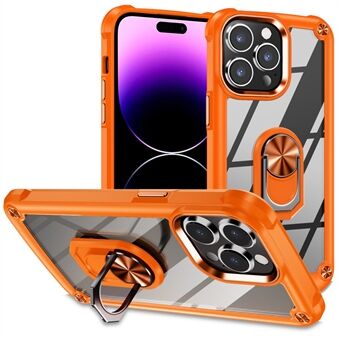 Ring Kickstand Case voor iPhone 15 Pro Max Beschermhoesje Legering Lens Frame PC + TPU Telefoonhoesje