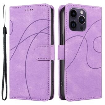 Voor de iPhone 15 Pro Max Wallet Leren Telefoonhoesje met geïmpregneerde lijn, standaard en flip cover met band.