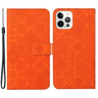 Leren portemonneehoesje voor iPhone 15 Pro Max, bedrukt bloemen telefoonstandaard antivalhoes.