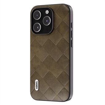 ABEEL Voor iPhone 15 Pro Max Krasbestendige PU-leren gecoate PC+TPU Telefoonhoes met rasterstructuur