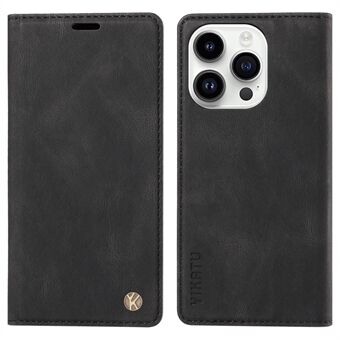 YIKATU YK-004 voor iPhone 15 Pro Max hoesje van Skintouch PU-leer met portemonnee en standaard