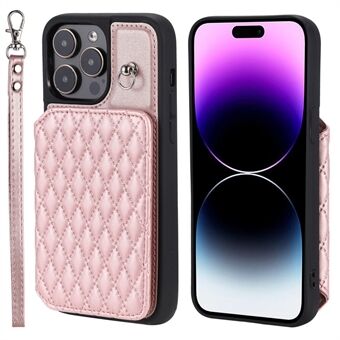 Stijl 008 Telefoonhoesje voor iPhone 15 Pro Max RFID-blokkerend Gecoat PU Leer TPU Hoesje met Polsband