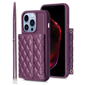 Voor iPhone 15 Pro Max Horizontale vakjes voor kaarten Telefoon Beschermhoesje PU Leren gecoate TPU Stand Cover