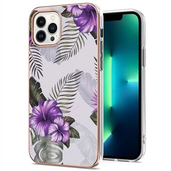 YB IMD-serie 1 voor iPhone 15 Pro Max Marmer Bloemenpatroon IMD IML Schokbestendige Hoes Elektroplaterend TPU Telefoonhoes