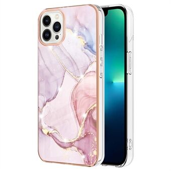 YB IMD-serie 2 Marmerpatroon telefoonhoesje voor iPhone 15 Pro Max TPU Electroplated IMD Beschermhoes