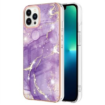YB IMD Serie-2 Marmer Patroon Telefoonhoesje voor iPhone 15 Pro Max TPU Elektroplated IMD Beschermende Cover.