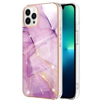 YB IMD Serie-2 Marmerpatroon Telefoonhoesje voor iPhone 15 Pro Max TPU Elektroplated IMD Beschermhoes