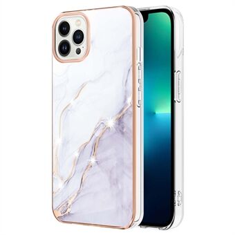YB IMD-serie-2 Marmerpatroon Telefoonhoesje voor iPhone 15 Pro Max, TPU Elektrogeplateerde IMD Beschermhoes.