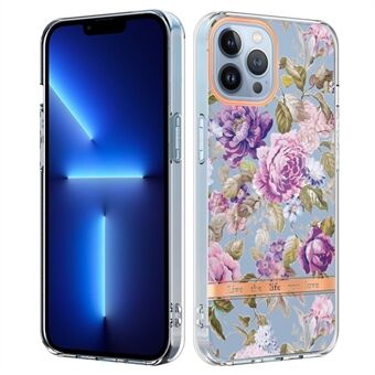 YB IMD-8-serie voor iPhone 15 Pro Max Zacht TPU-hoesje Bloemen Bloemenpatroon IMD Elektroplating Telefoonhoesje