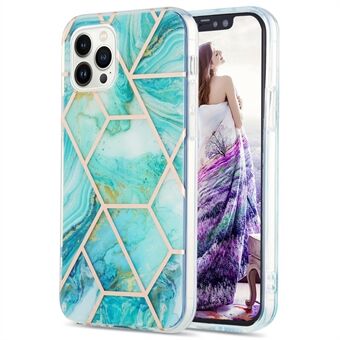 YB IMD-serie 3 zachte TPU-telefoonhoes voor iPhone 15 Pro Max, marmerpatroon IMD IML dubbelzijdige elektroplatering cover.