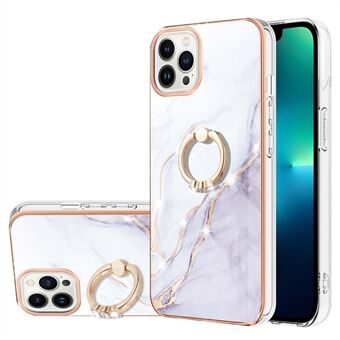 YB IMD Serie-10 iPhone 15 Pro Max Telefoonhoesje IMD Marmer Anti-val TPU Standaard Cover.
