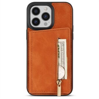 Voor iPhone 15 Pro Max Ritsvak Telefoonhoesje Standaard Portemonnee PU Lederen Gecoate TPU Cover