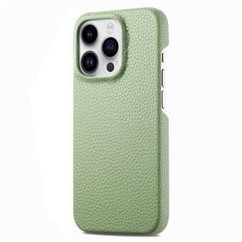 Litchi-textuur achterkant hoesje voor iPhone 15 Pro Max, effen kleur, PU-lederen gecoate PC-telefoonhoes.