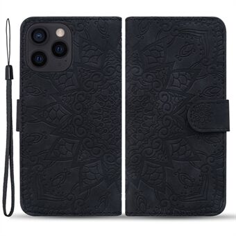 Voor iPhone 15 Pro Max Stofdichte Bloemenprint Telefoonhoes met Kalfsleren Textuur, Standfunctie en Portemonnee-etui