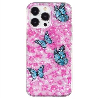 Slimme telefoonhoes voor de iPhone 15 Pro Max Beschermhoes IMD Marmeren Bloemenpatroon TPU Telefoonhoes