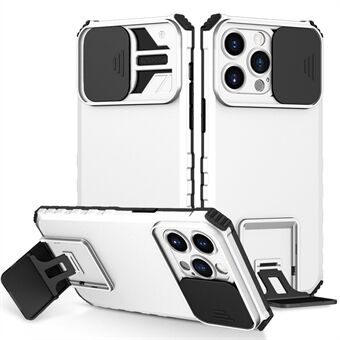 Voor iPhone 15 Pro Max Schuifcamera Deksel PC+TPU Telefoonhoesje Anti-val Kickstand Achterkant