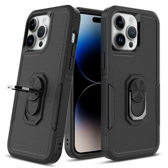 Voor iPhone 15 Pro Max PC + TPU-hoesje met metalen ringhouder - Anti-val telefoonhoesje met ingebouwde standaard.