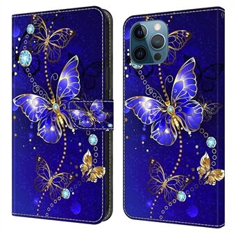 Voor iPhone 15 Pro Max, een hoesje met 3D-patroon geprint op kunstleer, met standaard en portemonnee-functie.
