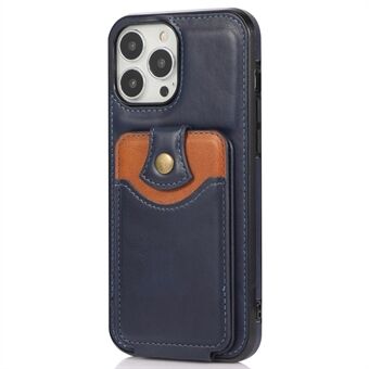 Verticale Flip Telefoonhoesje voor iPhone 15 Pro Max, Kickstand PU Leder+TPU Telefoonhoesje