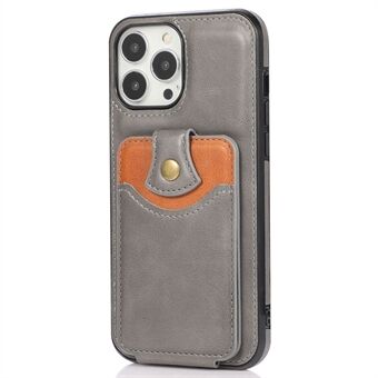 Verticale Flip Telefoonhoesje voor iPhone 15 Pro Max, Kickstand PU Leer+TPU Telefoonhoesje