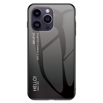 Voor iPhone 15 Pro Max met verloopkleurig gehard glas kunststof + TPU antival telefoonhoesje