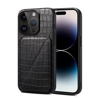 PC+TPU+PU Leren Telefoonhoesje voor iPhone 15 Pro Max, 2-in-1 kaartsleufstandaard telefoonhoesje met krokodil textuur