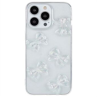 Voor iPhone 15 Pro Max Bowknot Design Back Cover Anti-drop Clear Epoxy TPU Telefoonhoesje