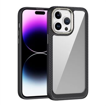 Anti-slip Drop-proof Telefoonhoesje voor iPhone 15 Pro Max TPU Frame+PC-paneel+Metalen Lensframe Telefoonhoesje