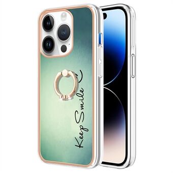 YB IMD Serie-20 Style D Antidrop-kickstand hoesje voor iPhone 15 Pro Max IMD Patroon 2,0mm Elektroplating TPU telefoonhoes