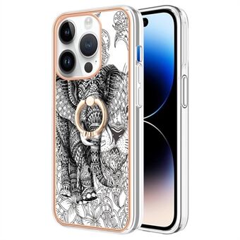 YB IMD Serie-20 Stijl D Anti-Val Kickstand Hoesje voor iPhone 15 Pro Max IMD Patroon 2,0 mm Elektroplating TPU Telefoonhoesje