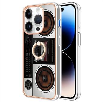 YB IMD-serie-20 Stijl D Anti-Drop Stand Case voor iPhone 15 Pro Max IMD Patroon 2.0mm Elektroplating TPU Telefoonhoes
