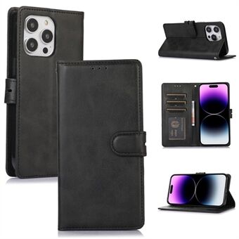 Voor iPhone 15 Pro Max Stand Wallet Calf Texture Telefoonhoesje Volledige Bescherming PU Leren Telefoonhoesje